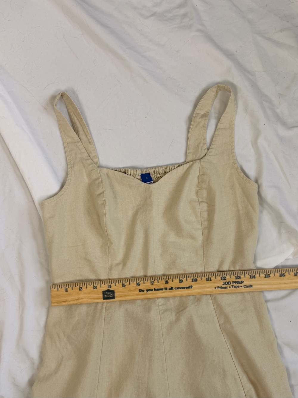 Old Navy Cream Linen-Blend Summer Dress - Cottagecore boho prairie size M chic - Picture 8 of 9